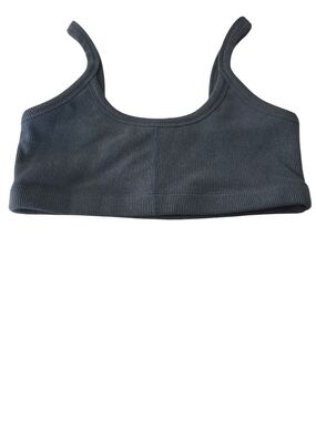 Ribbed Scoop Neck Bralette in Slate Gray